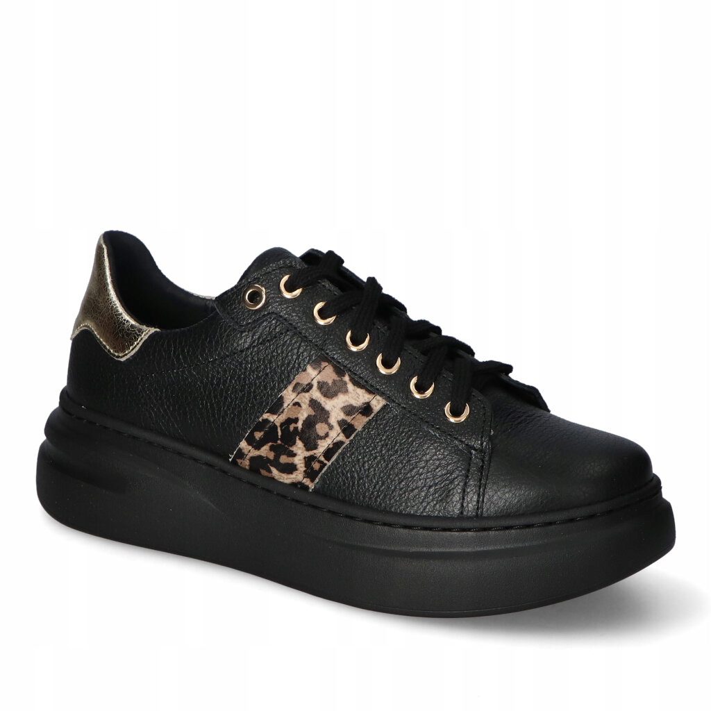 Dámské tenisky Tuomo Černá-Panterka Hrách Kožené 38