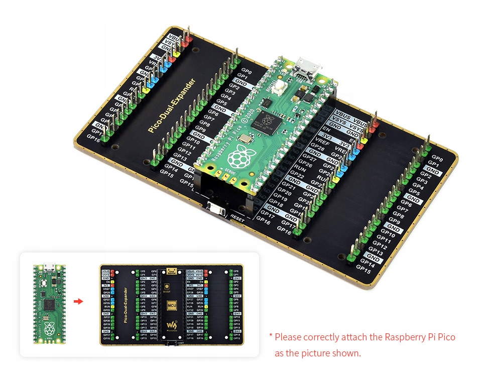 Moduł rozszerzeń Dual GPIO Expander Rpi Pi Pico Kod producenta SKU 19343