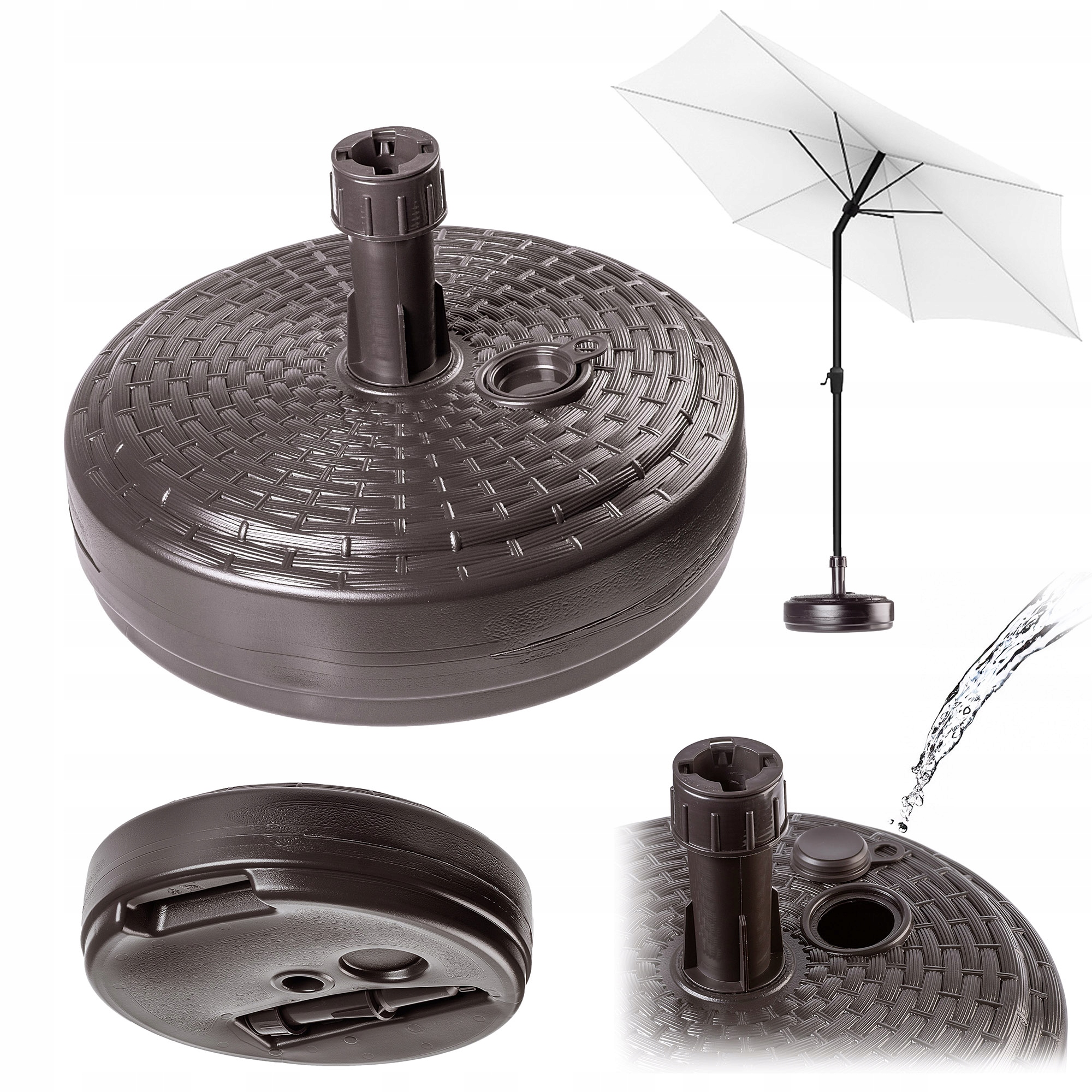 PODSTAWA PARASOLA STOJAK POD PARASOL OGRODOWY OKRĄGŁY 39cm OBCIĄŻNIK BRĄZ