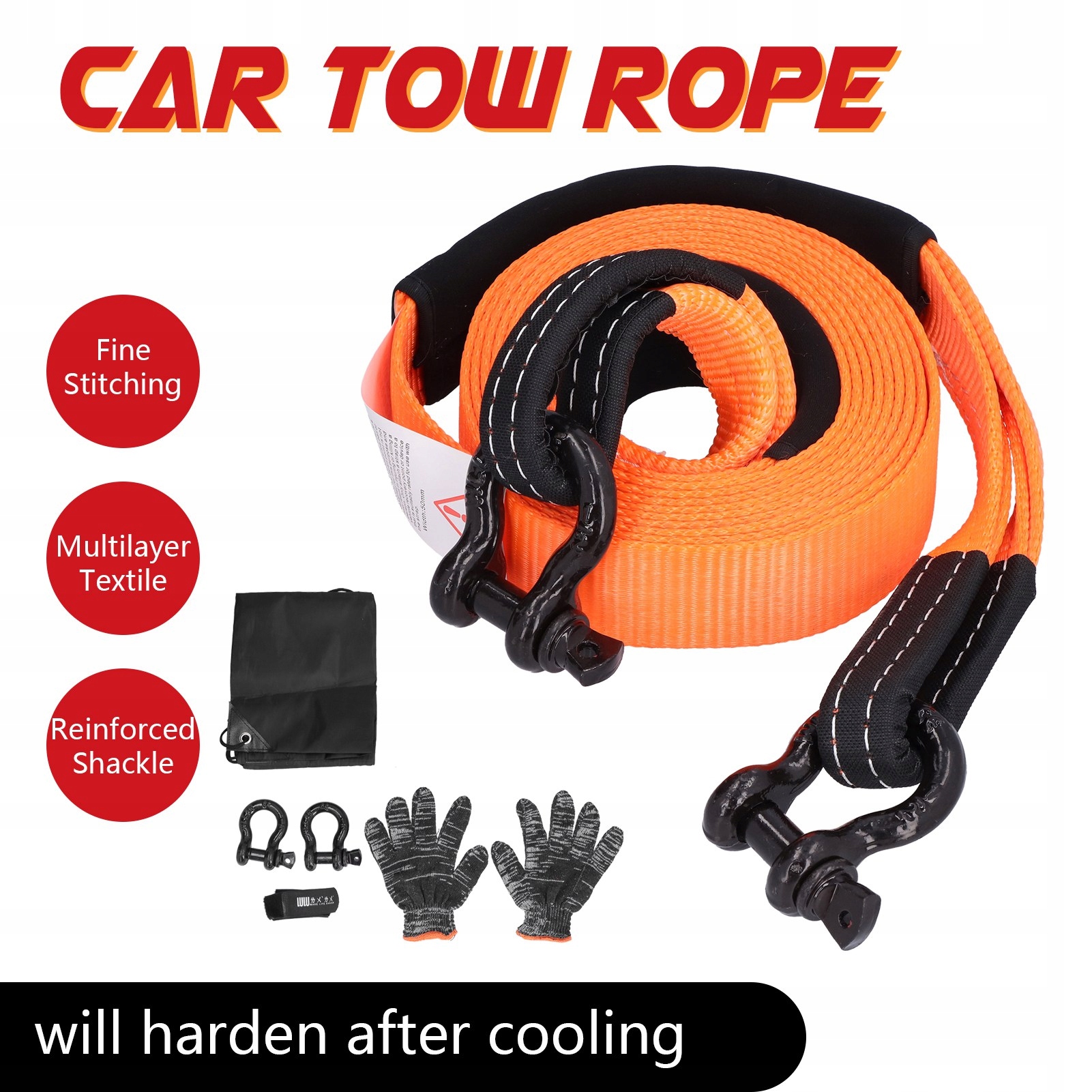 PAS HOLOWNICZY LINA LINKA HOLOWNICZA 5M 5 TONY POMARAŃCZOWY Uciąg 5000 kg