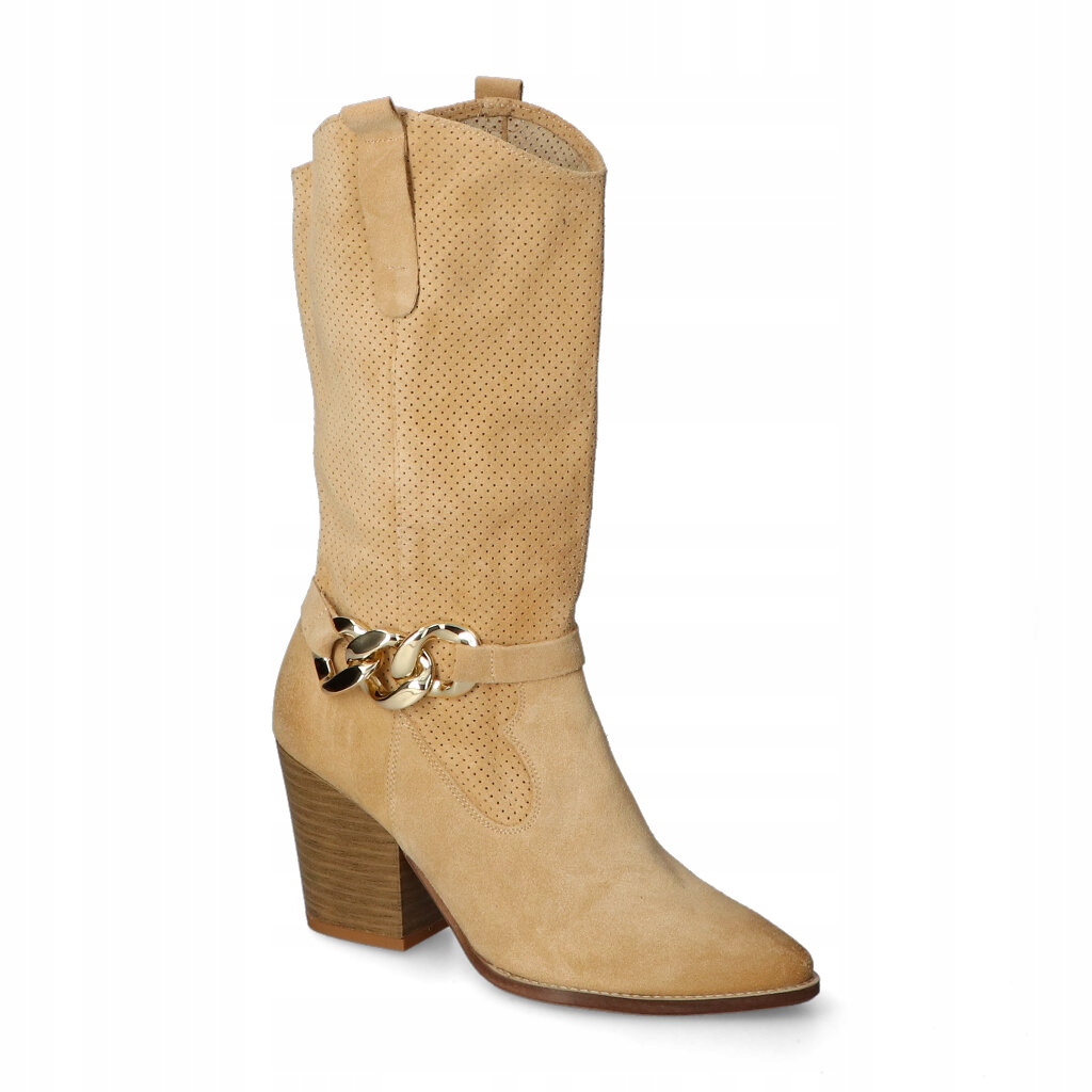Kovbojské Boty Damiss DS-564 Béžový velur 37
