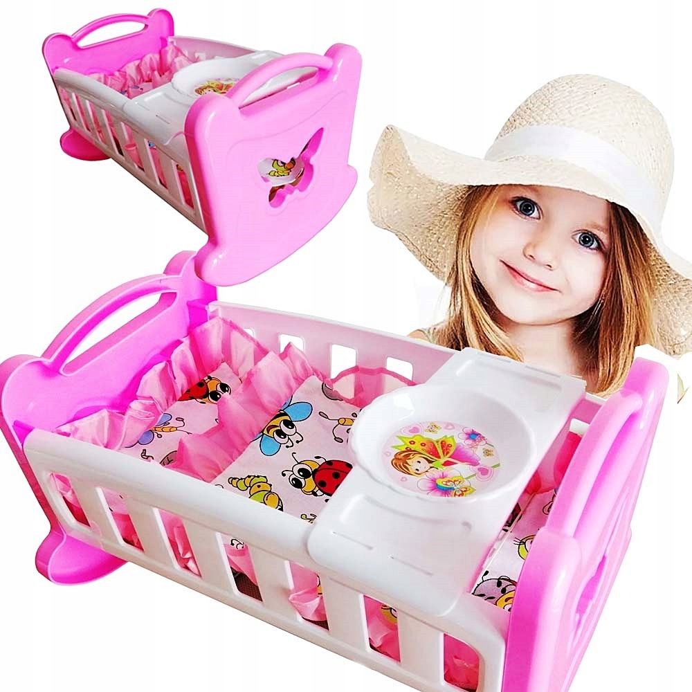 KOŁYSKA MOTYLEK DLA LALEK LALKI + TACKA + POŚCIEL