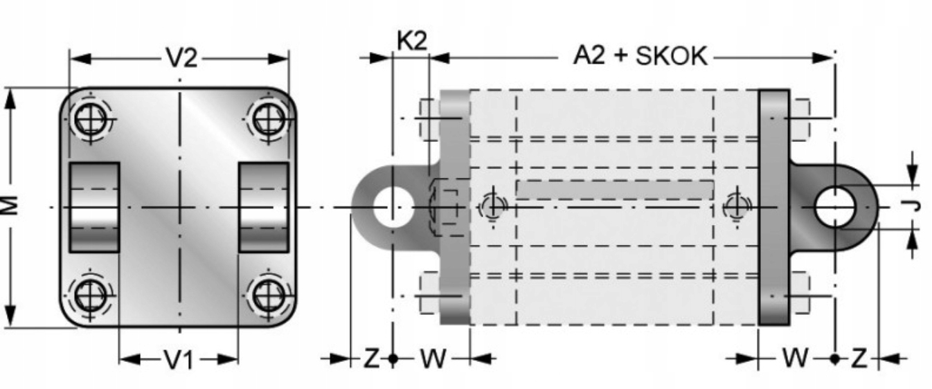 Mocowanie do siłownika ISO 6431/15552 Widełki D 50 Marka KONTAKT SA