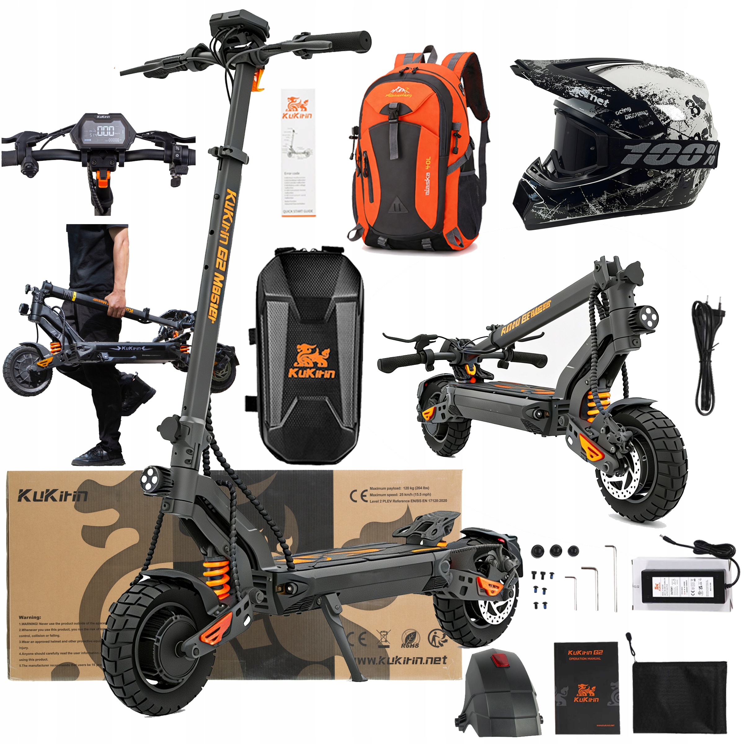 KuKirin G2 Master terenowy 2000W 52V 20,8AH 60KM/H 70KM 10" +3Prezentów Pl