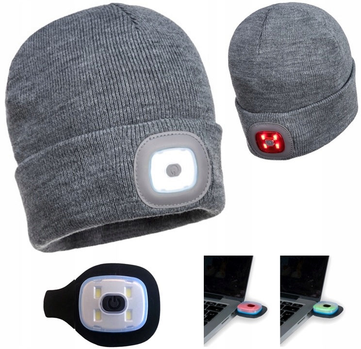 

Czapka z 2 x Led przód białe tył czerwone Usb