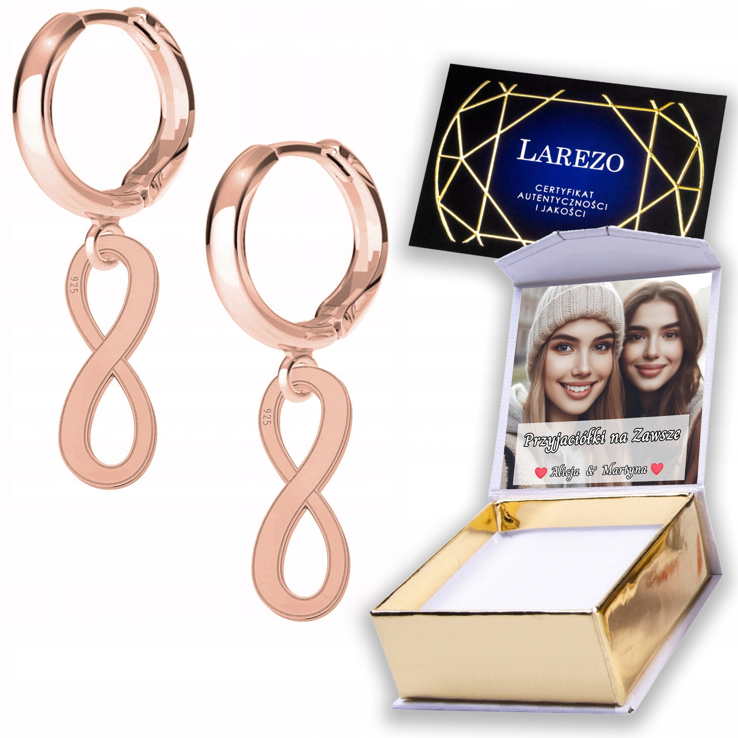 Náušnice Pozlacené 925 se znakem Infinity Nekonečno Osmičky Potisk