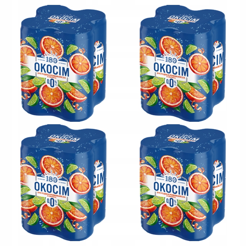Okocim Radler Sicilská pomeranč s limetkou 0,0%, 4 x 500 ml plechovka X4
