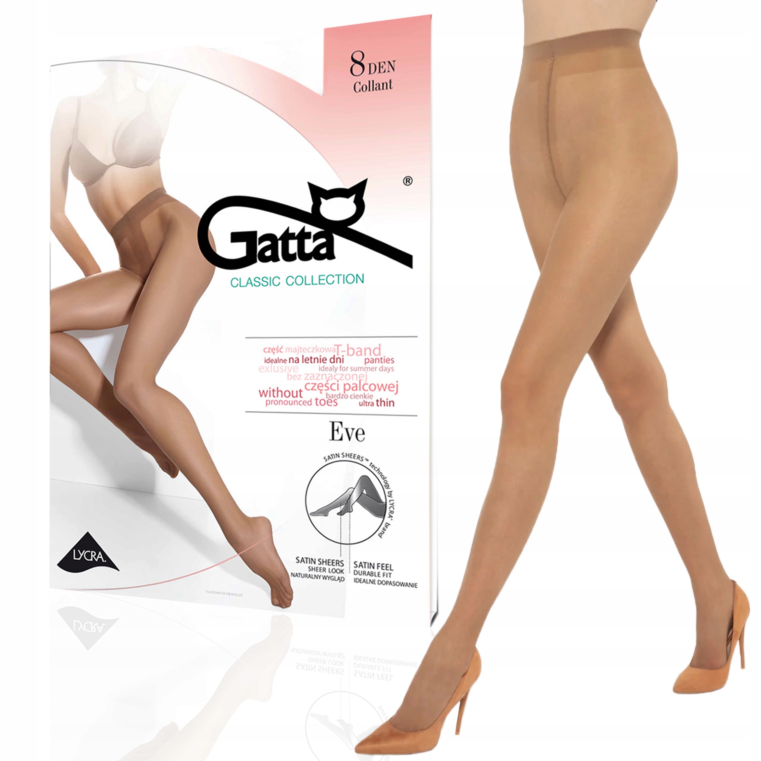 

Gatta cienkie rajstopy matowe Eve, 8 den beige 2-S