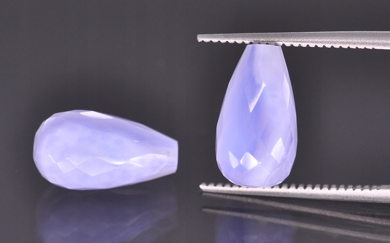 Chalcedon fazetovaný Para sopel předvrtaný 11,5x6