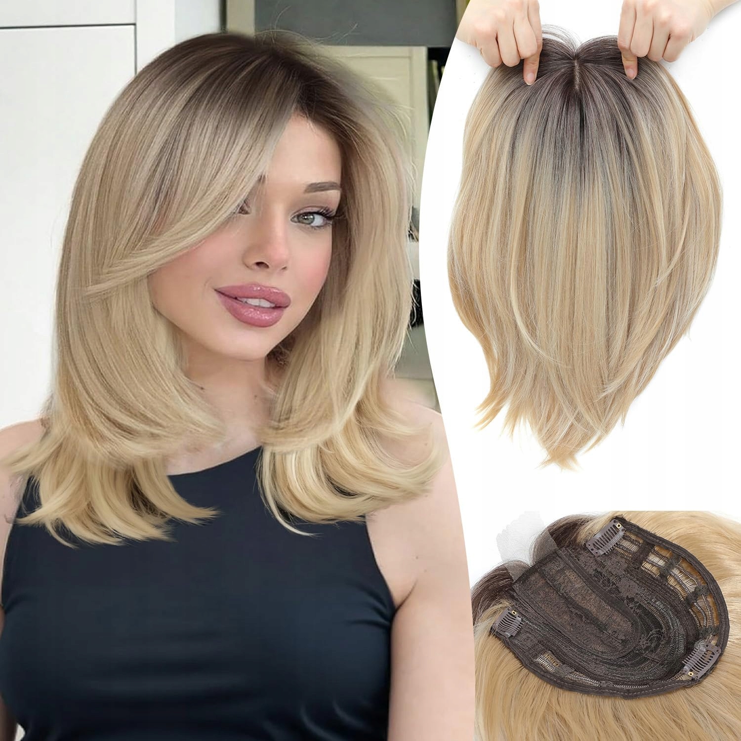 Ms Taj dámská paruka dlouhá ombre – vlnitá přirozený efekt