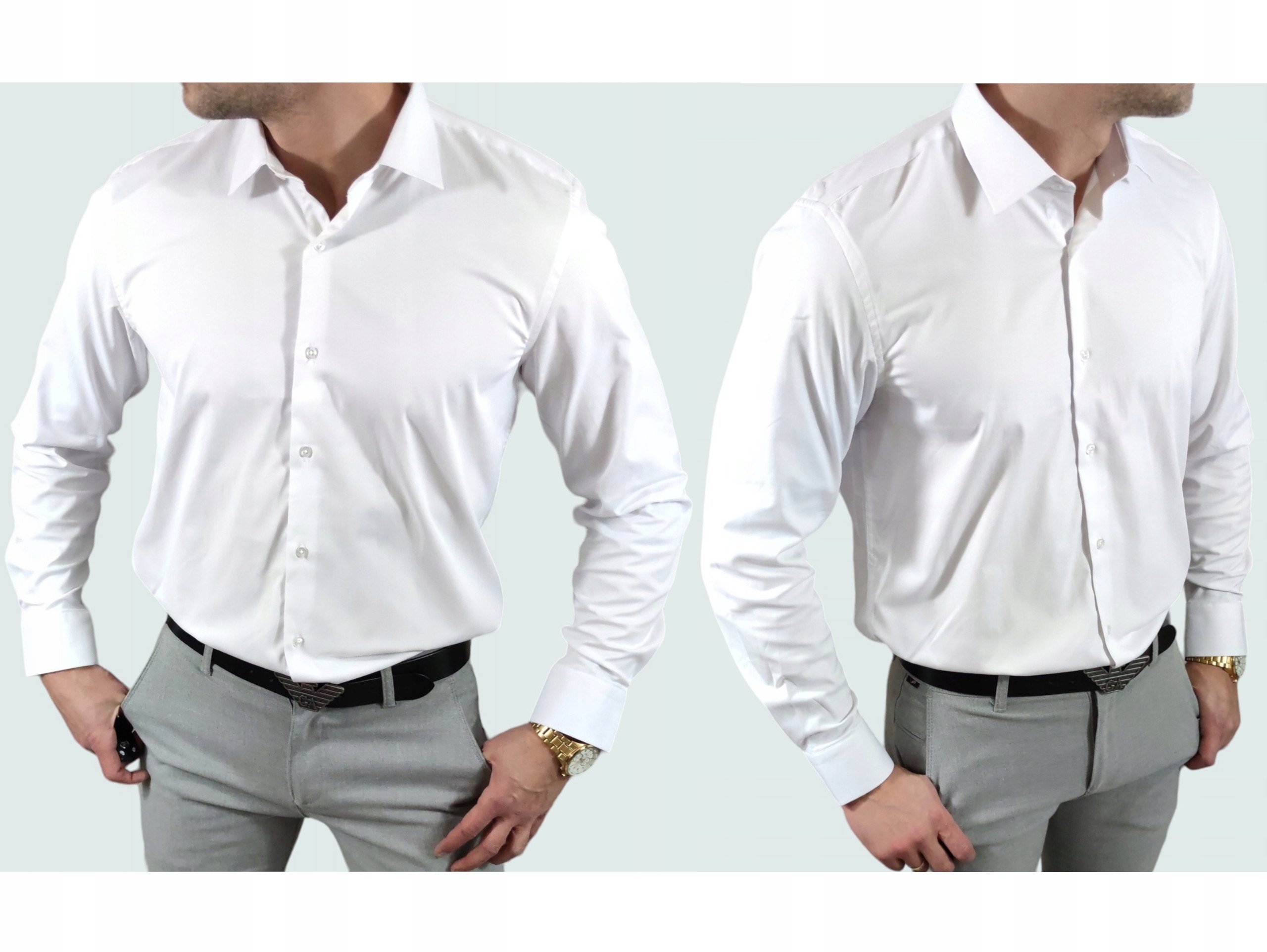 Velká pánská bílá elegantní košile, klasický dlouhý rukáv, bavlna, vel. 53/54