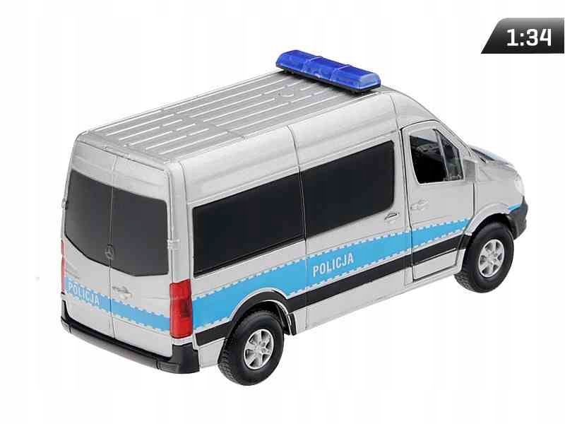 Model 1:34, Mercedes-Benz Sprinter POLICJA, srebrny (A884MBSPOS) Rodzaj pojazdu Policja