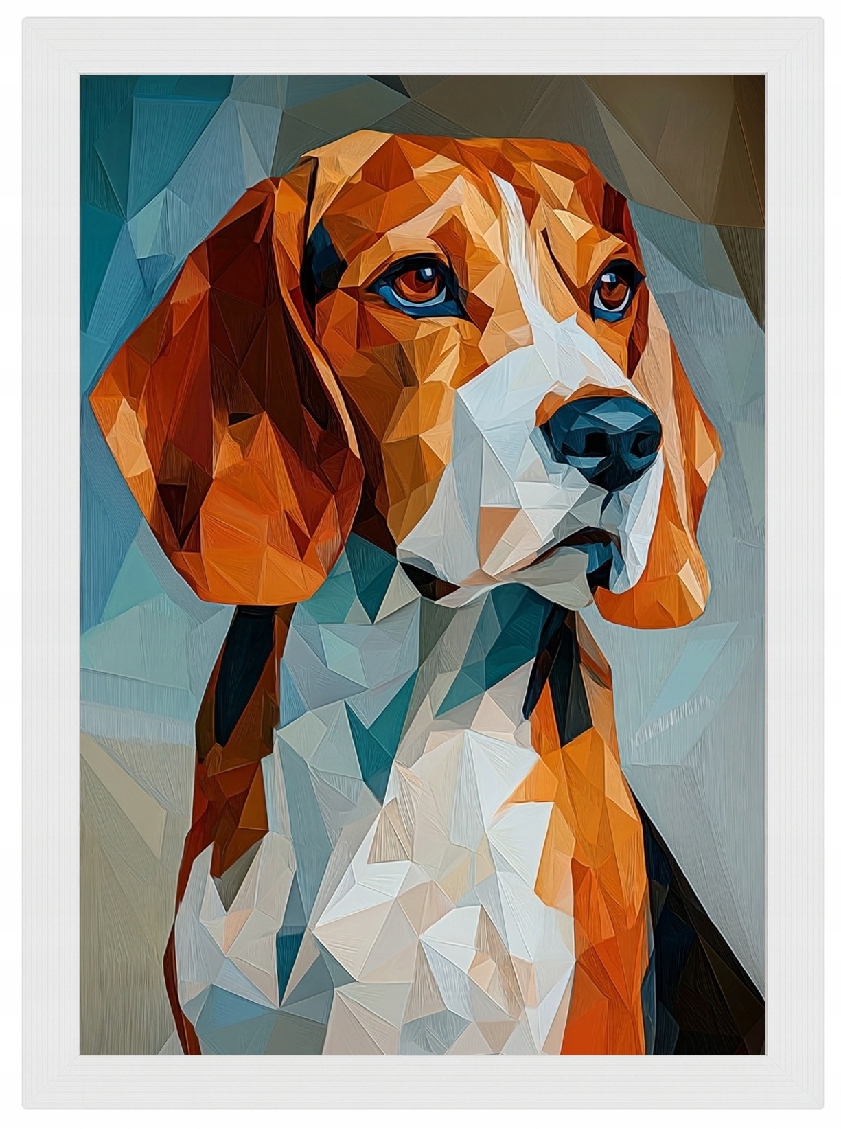 Plakát Rámeček Dřevo Grafika Low Poly Portrét Pes Bígl 3D 70x100