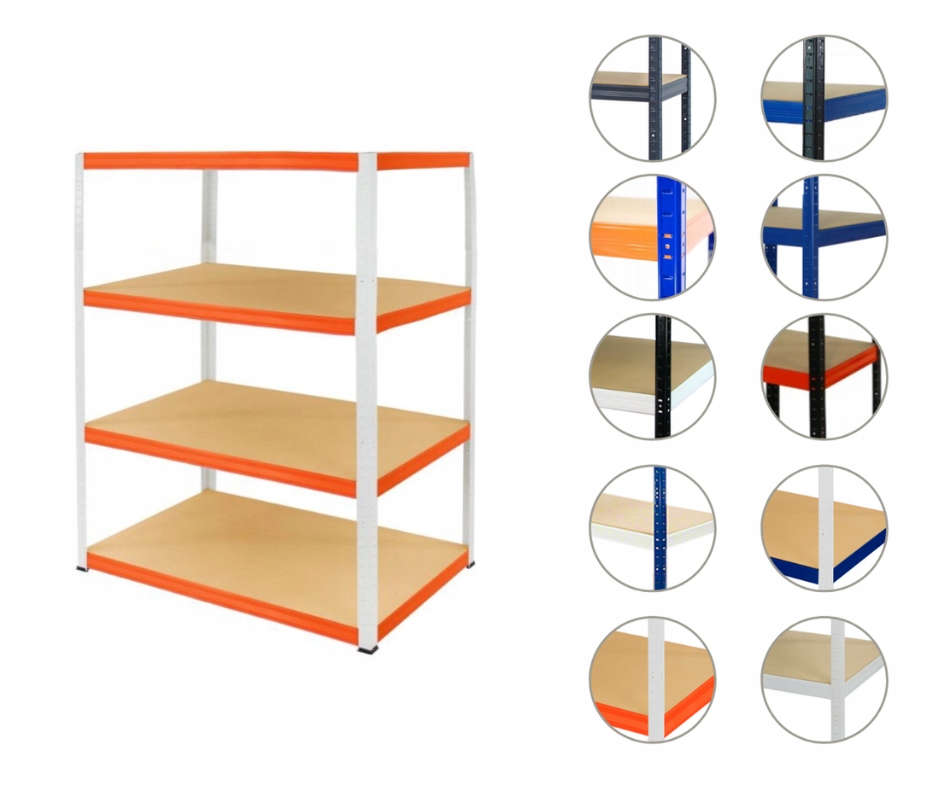 Kovový regál, garážový skladový regál Helios Hwo 180x075x35 4x175 kg