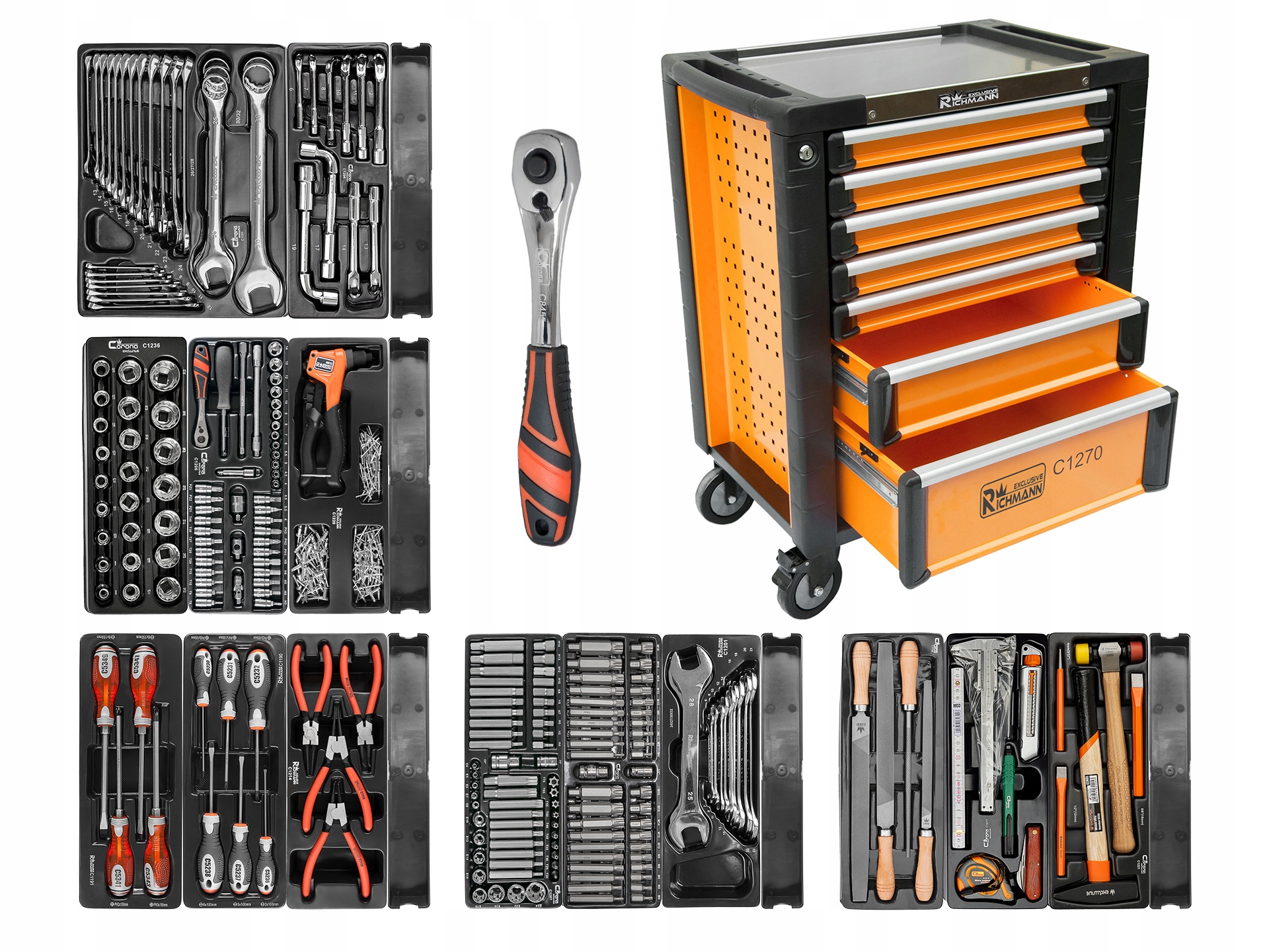 Szafka narzędziowa wózek 253 elementów 7 szuflad Richmann Exclusive