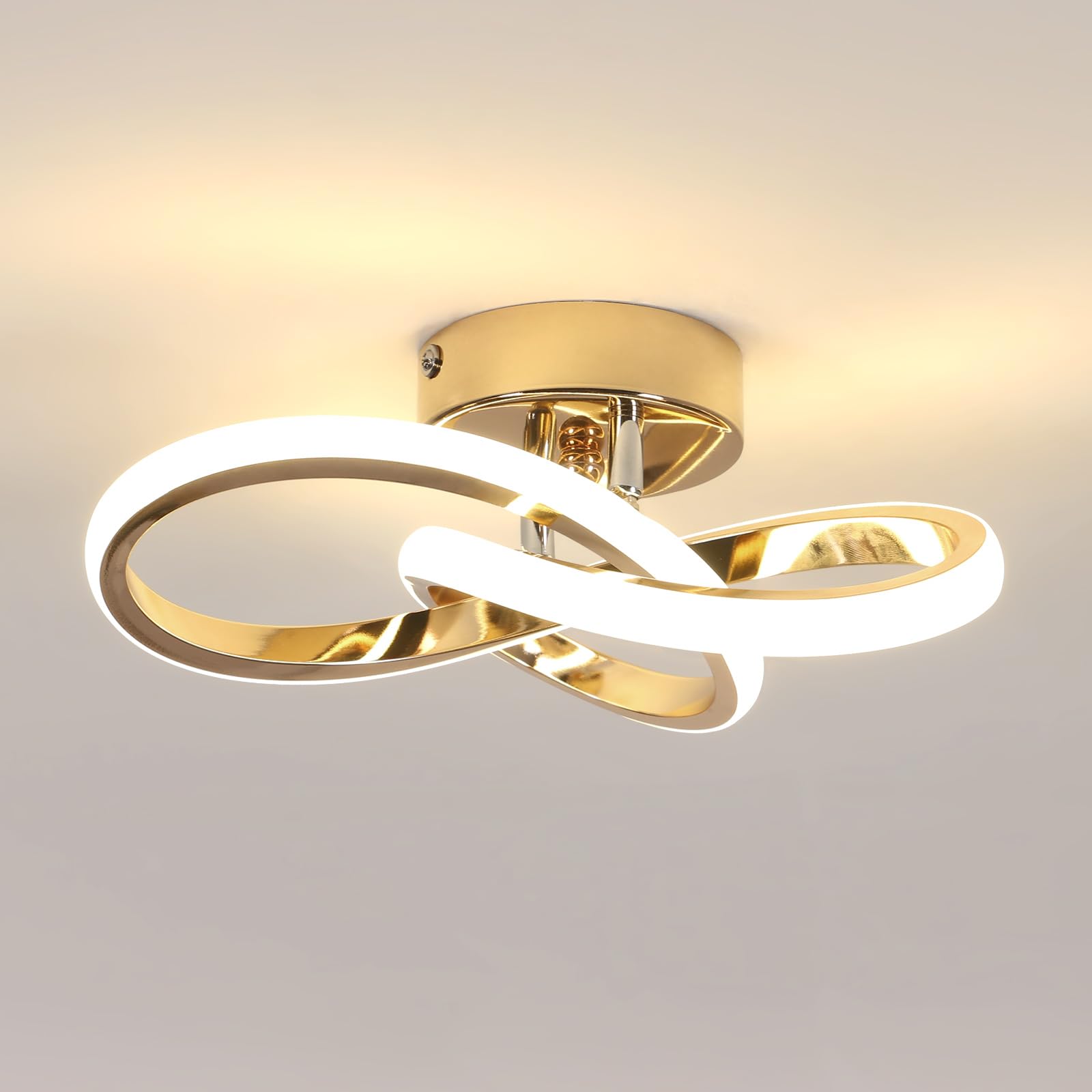 Lampa Sufitowa Led Zyrandol Złota Nowoczesne Do Salonu 22W 4500K