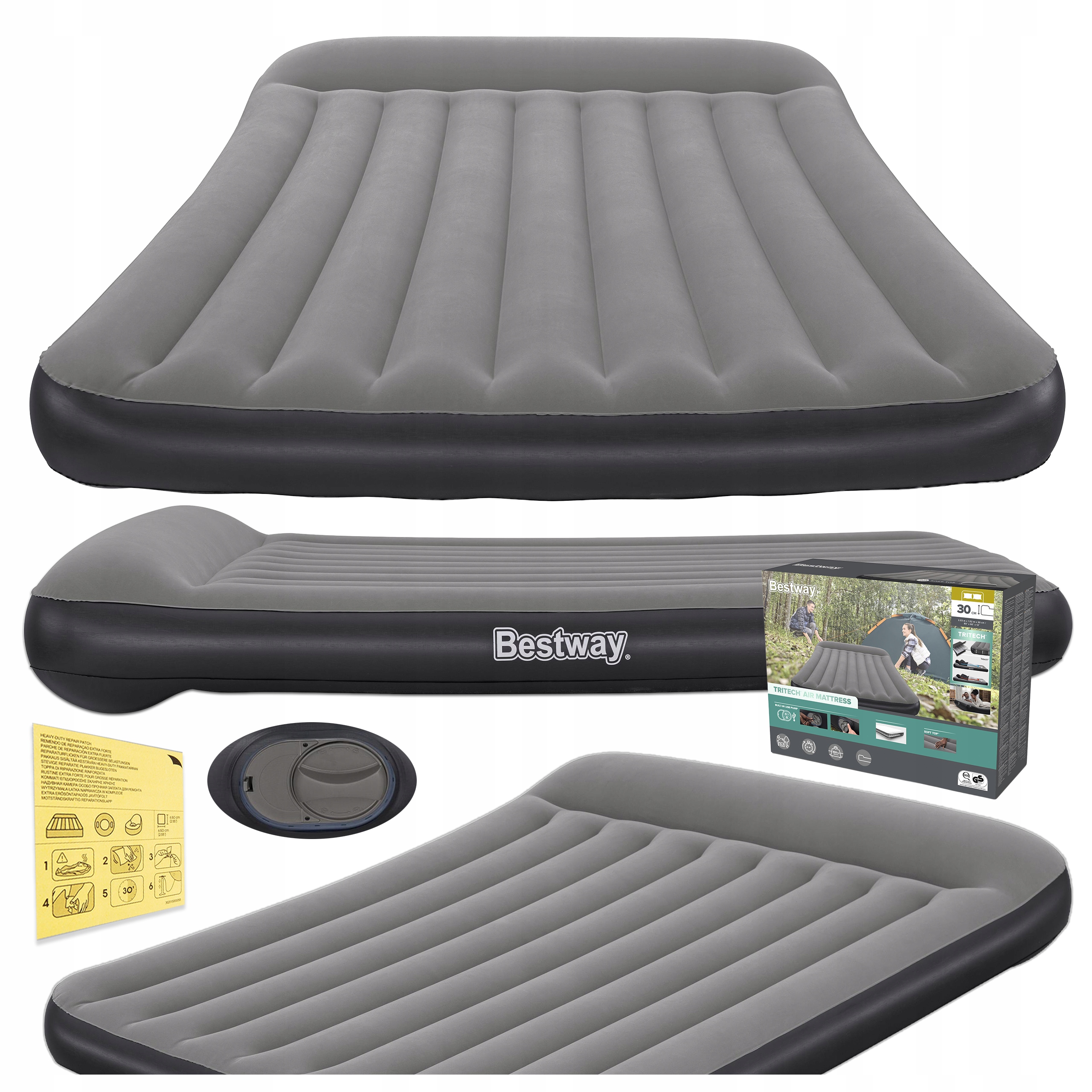 Matrace Nafukovací 203x152x30CM Velurová Vestavěná Usb Pumpa Bestway 671BS