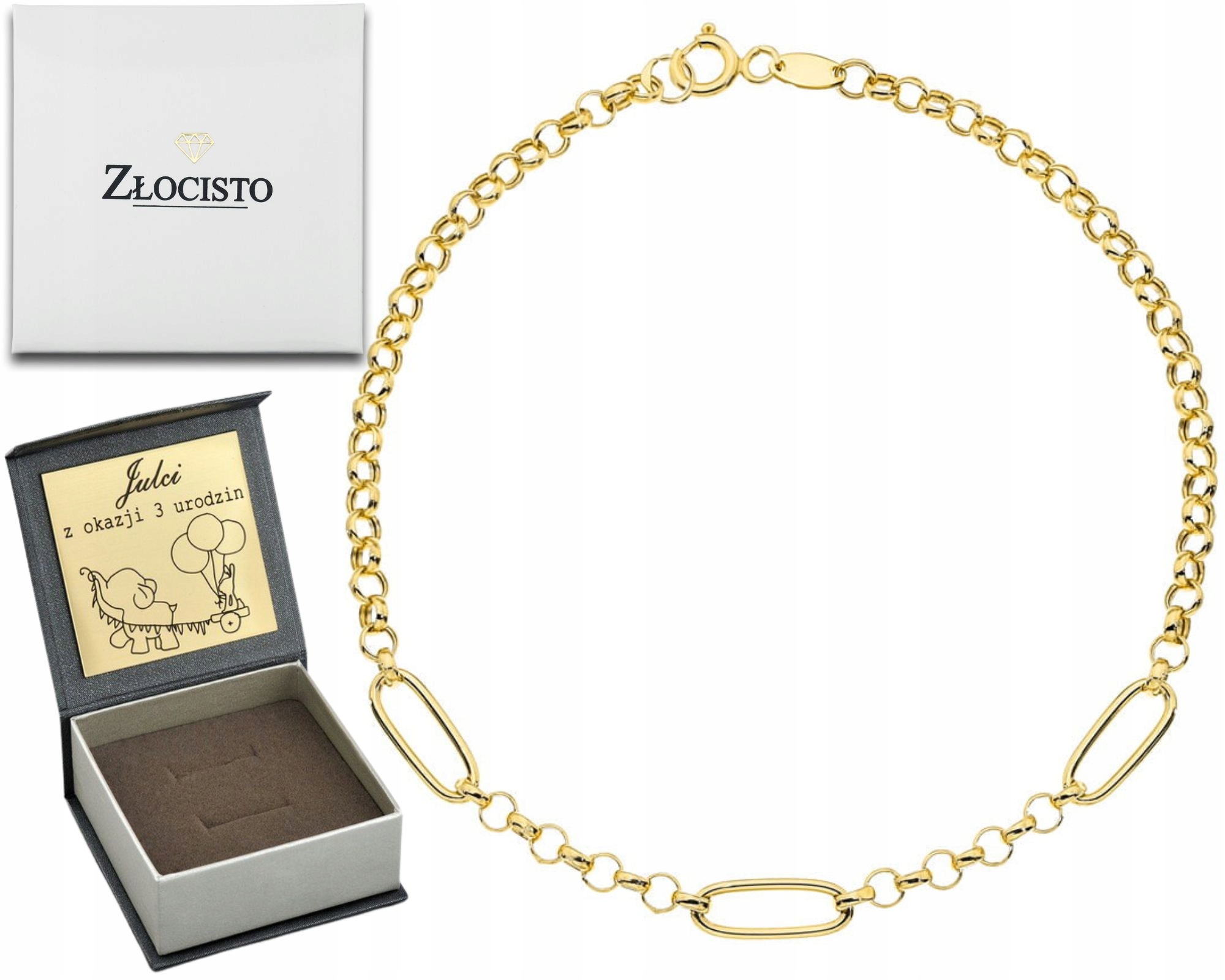 Zlatý Náramek Rolo Weave Dlouhý Ryzost 585 Pro Gravírování Dárek