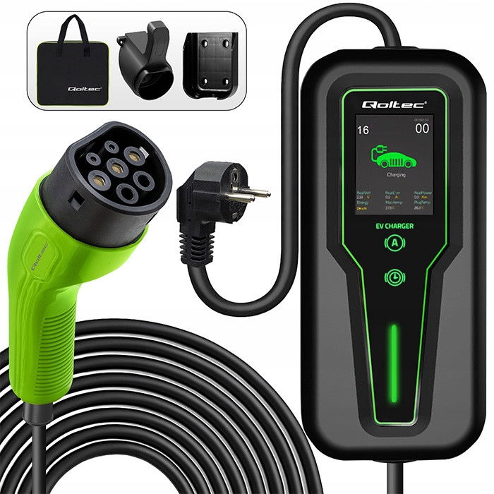 Ev nabíjačka Qoltec mobilná 3.7 kW Schuko taška regulácia kábel 5 m
