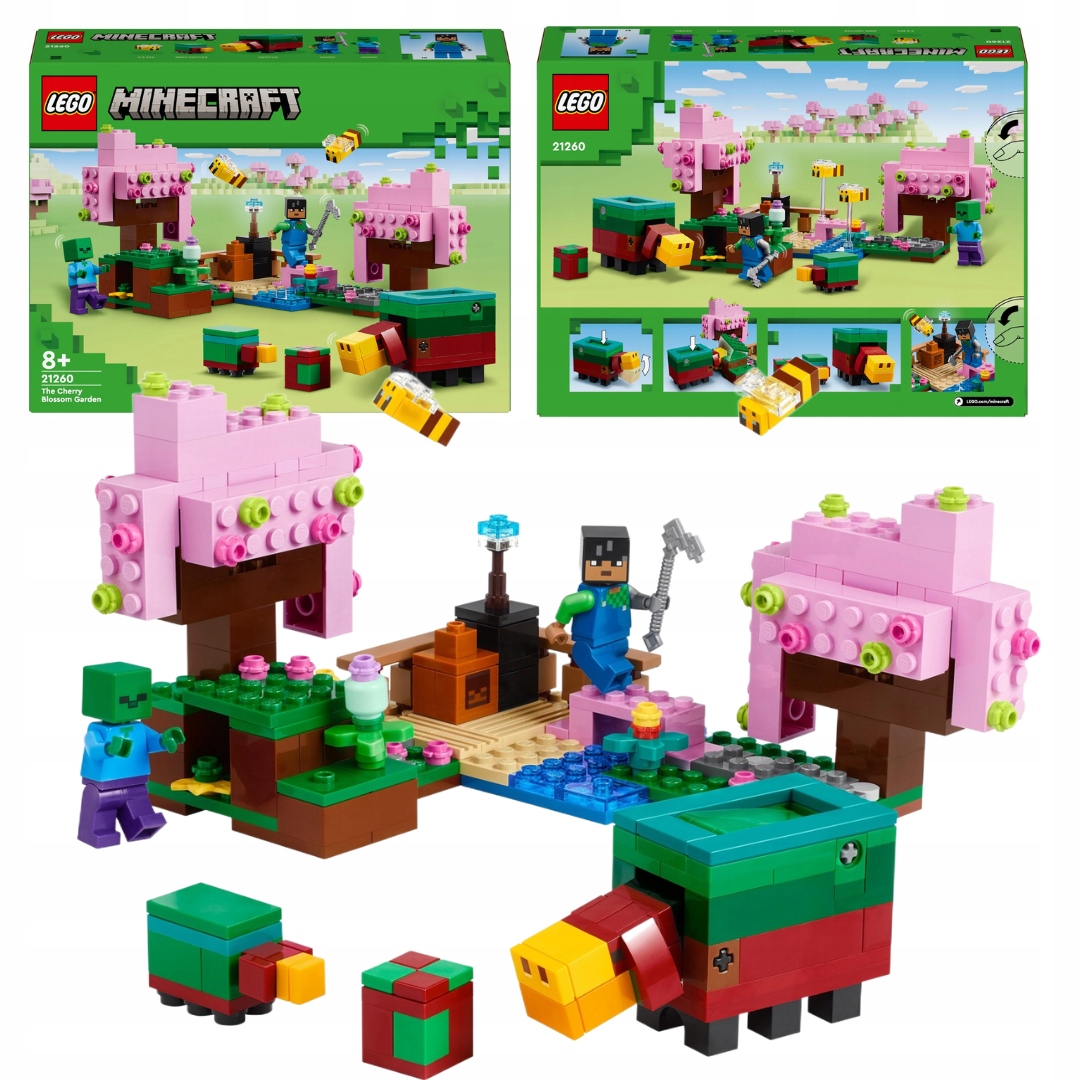 Lego Minecraft 21260 Třešňová zahrada Sunny Zombie 2x Včela 2x Niuchač