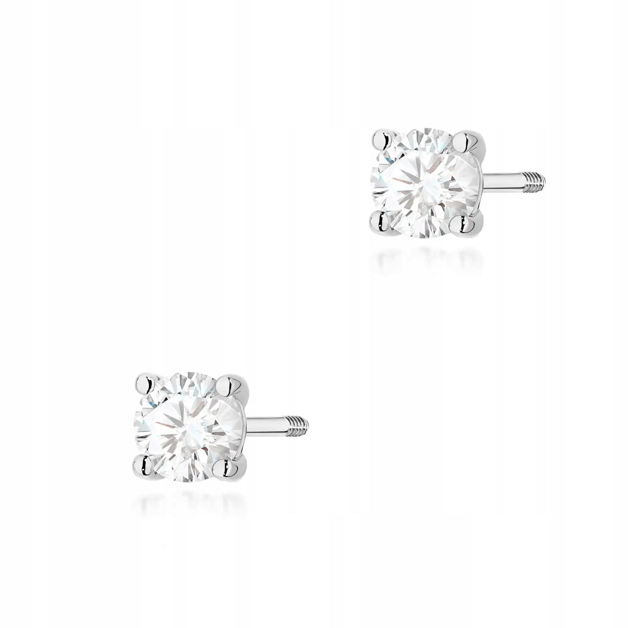 Zlaté náušnice 585 diamant 0.30 ct bílé zlato tyčinka elegantní efektní