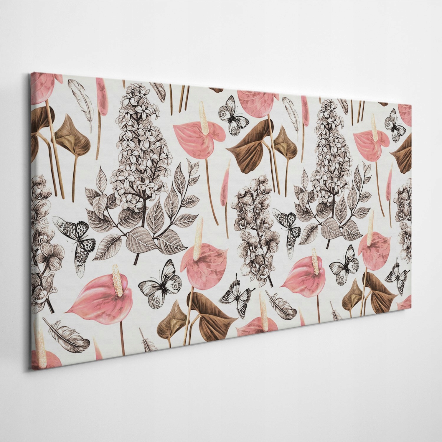 

Foto-obraz na płótnie Kwiaty Motyle Wzór 120x60 cm