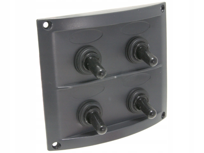 Rozvaděč jachtový „fni“ 4 přepínače černý 2 pojistky součástí balení