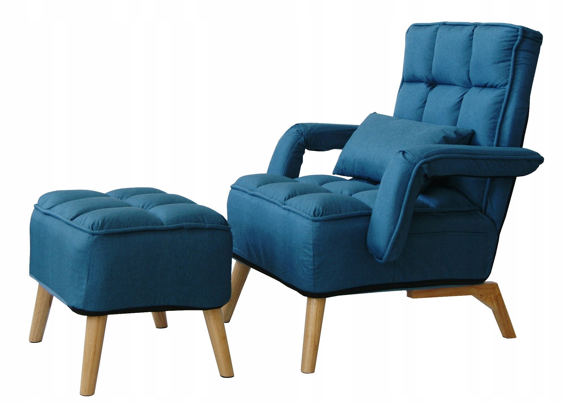 Fotel uszak skandynawski z podnóżkiem regulowany S1408 niebieski Marka Ekspand