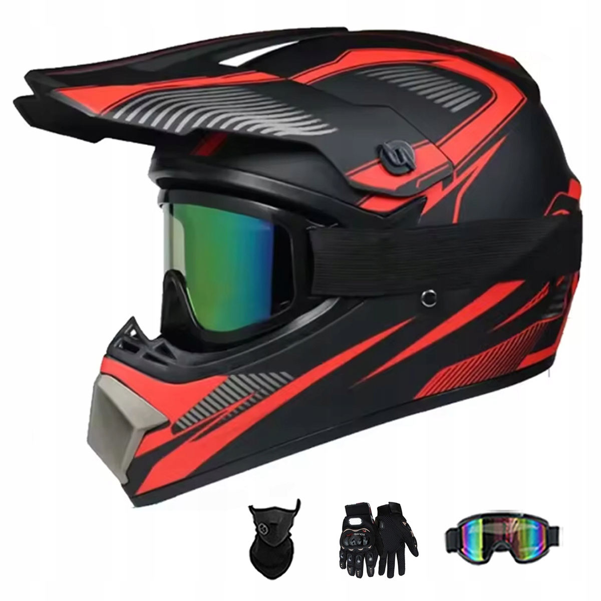 Motocyklová Přilba Lehká Enduro Quada Brýle Rukavice Maska M
