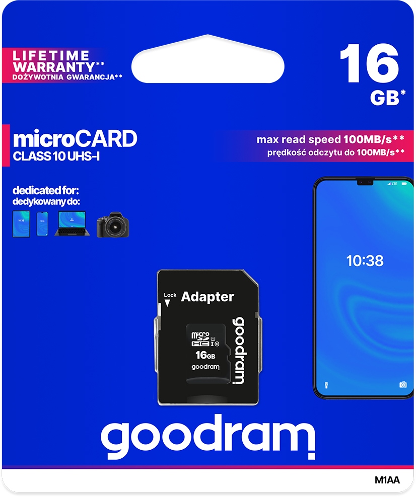 

Goodram Karta micro Sdhc 16GB Adapter Sd 100MB/s