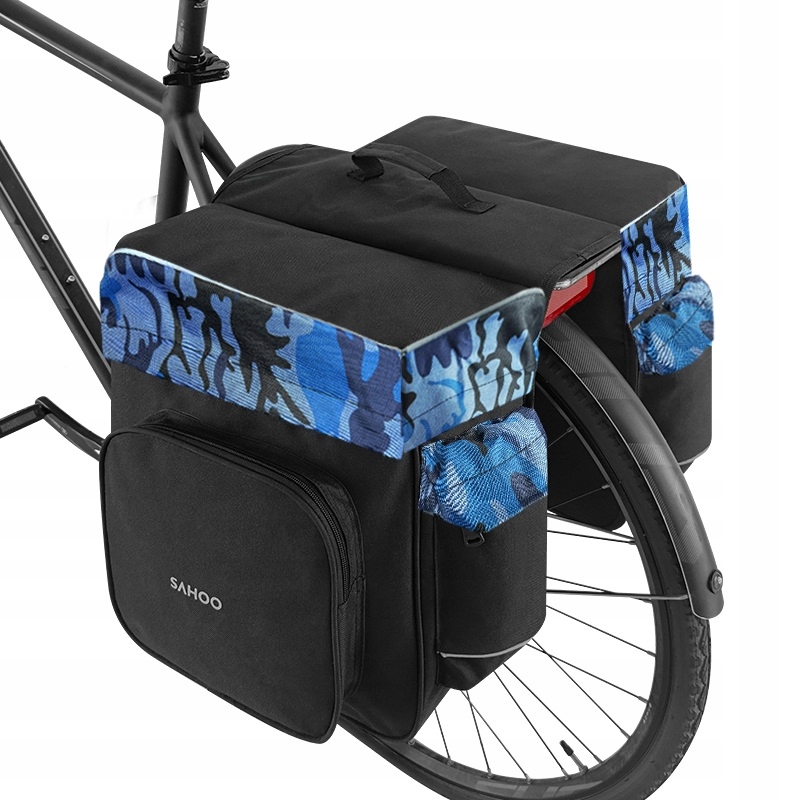 Sakwa rowerowa tylna Sahoo czarna 30 l 2 komory odblaskowa