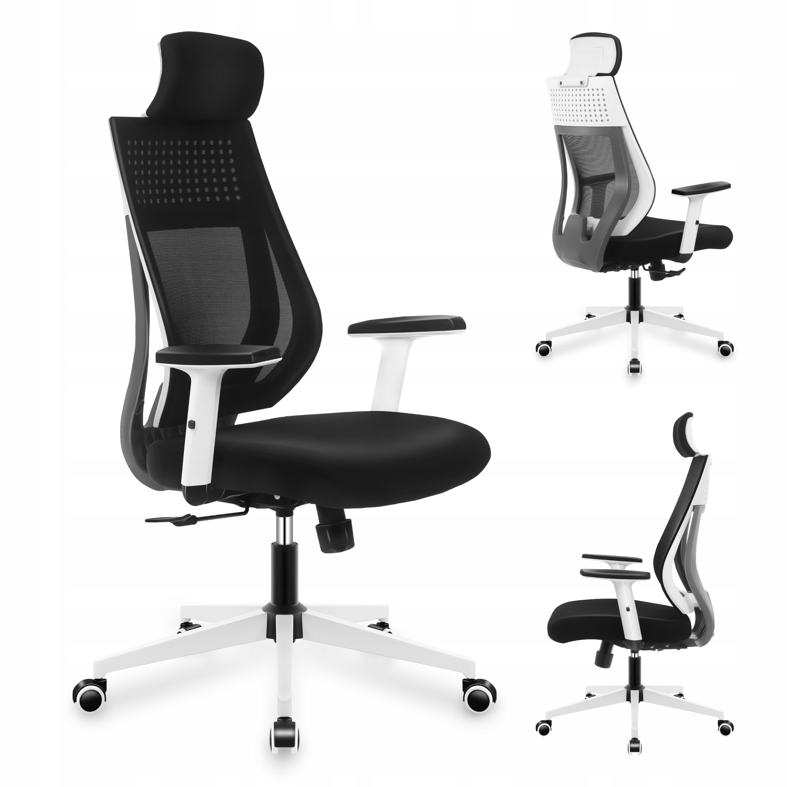 Ergonomická kancelářská židle Mark Adler černá k psacímu stolu, otočná, nastavitelná