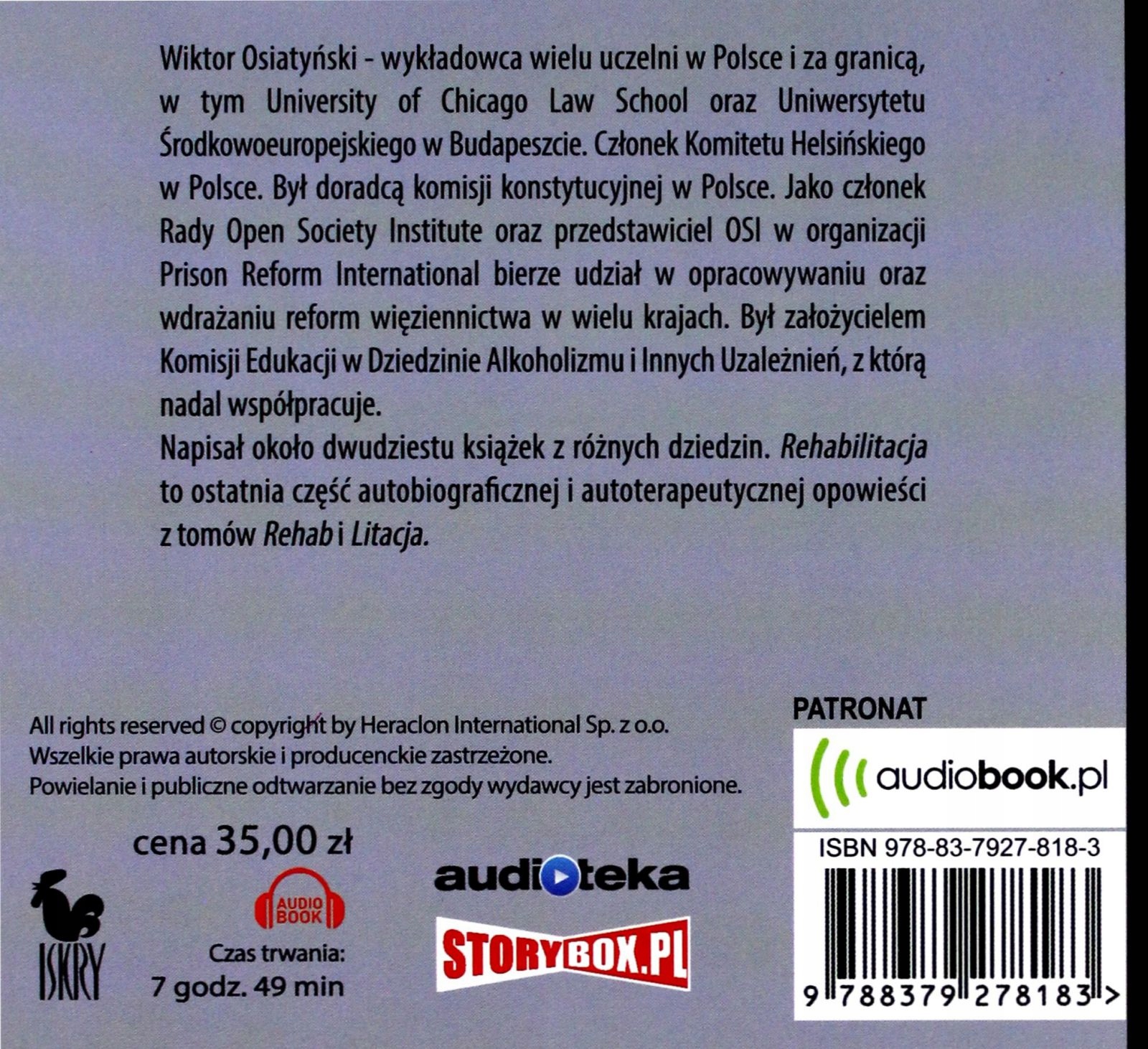 REHABILITACJA [AUDIOBOOK] Stan opakowania oryginalne