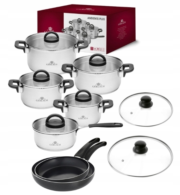 Gerlach Ambiente Plus Komplet Garnki 10el +Patelnie Initial 24,28 +Pokrywki