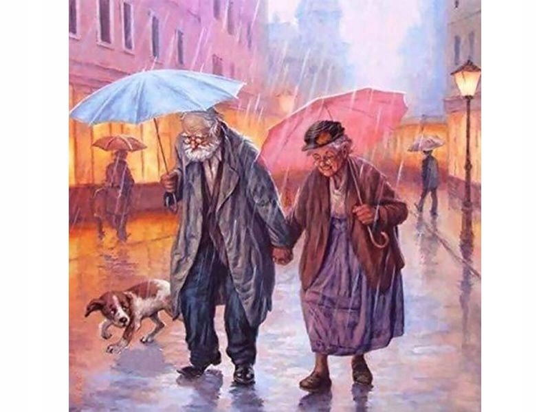 Obraz Malování Podle Čísel Rám 45x45cm Procházka V Dešti