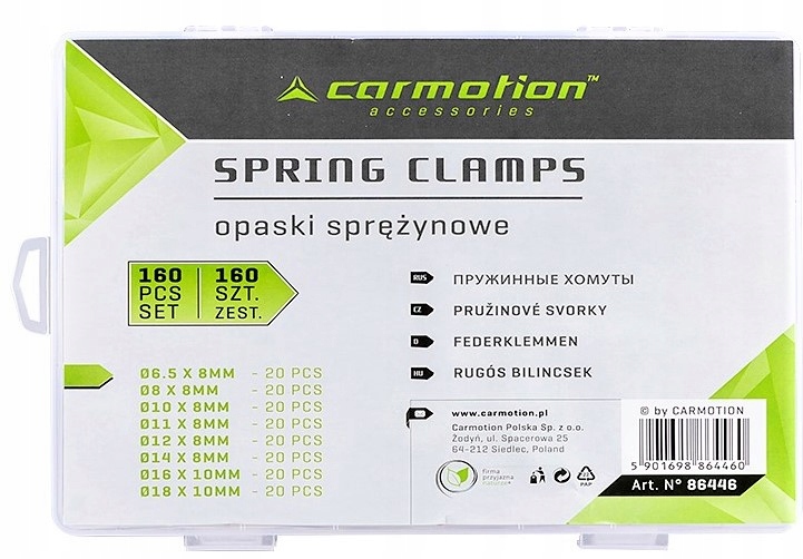 OPASKI SPRĘŻYNOWE ZACISKOWE DO WĘZY ZESTAW 160szt Kod producenta 86446