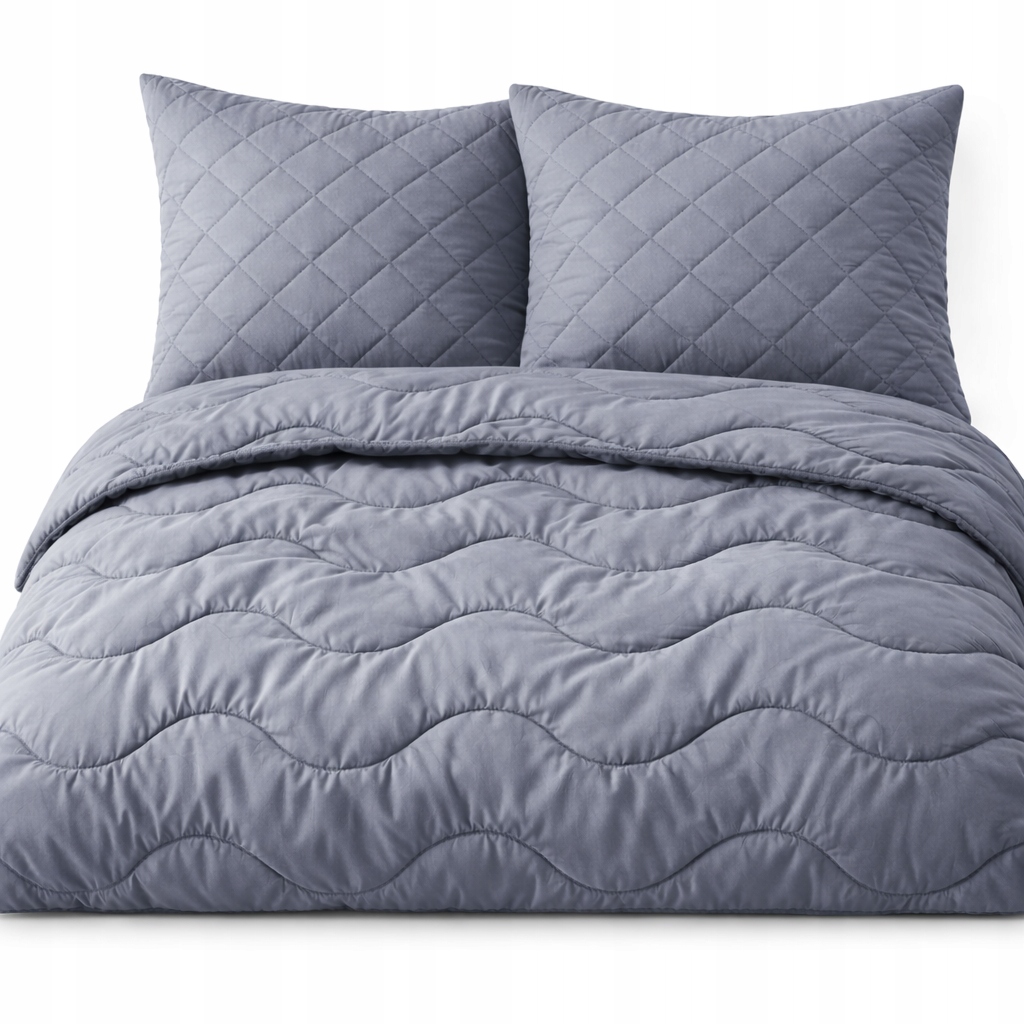 Celoroční sada: teplá, nadýchaná šedá přikrývka 160x200 cm 2 polštář 70x80 cm