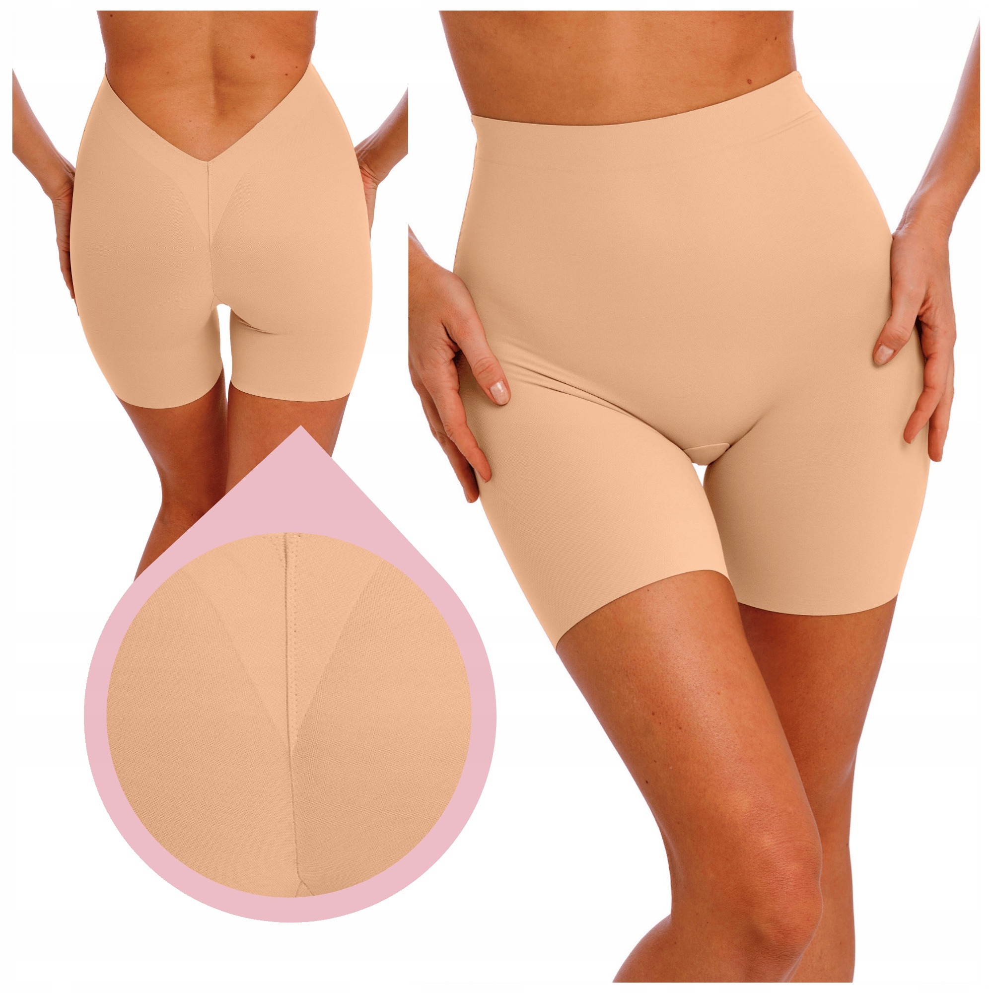 Bermudy Wacoal béžové modelující kalhotky šortky pro vykrojená záda XL