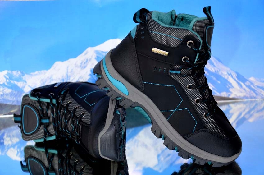 CIEPŁE BUTY DAMSKIE ZIMOWE OCIEPLANE ŚNIEGOWCE TREKINGOWE czarne górskie Rozmiar 40