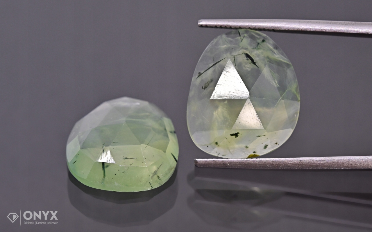 Prehnit fasetovaná rozeta Para nepravidelná 16,5x1