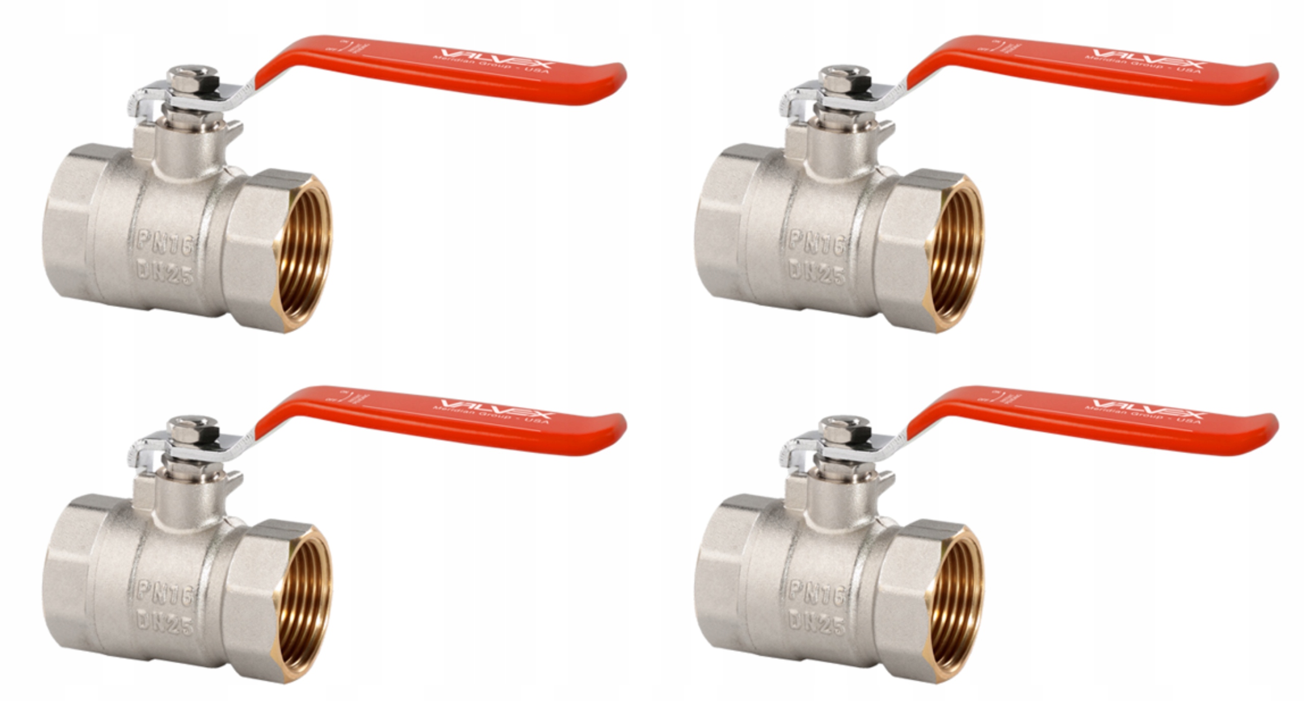 Sada 4 x kulový kohout Valvex 1 1/2'' 6/4" 25 let záruka 120C glykol