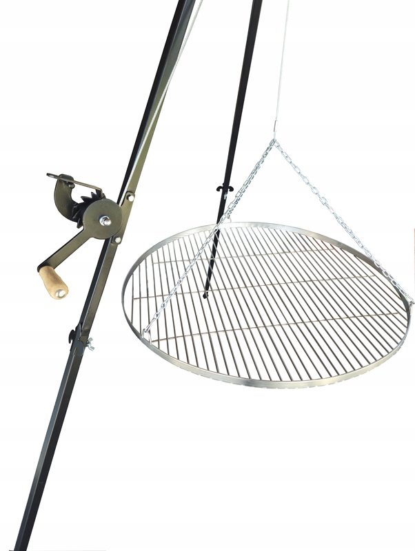 Trójnóg grill ogrodowy nad ognisko wysoki 210 ruszt nierdzewny 80 cm