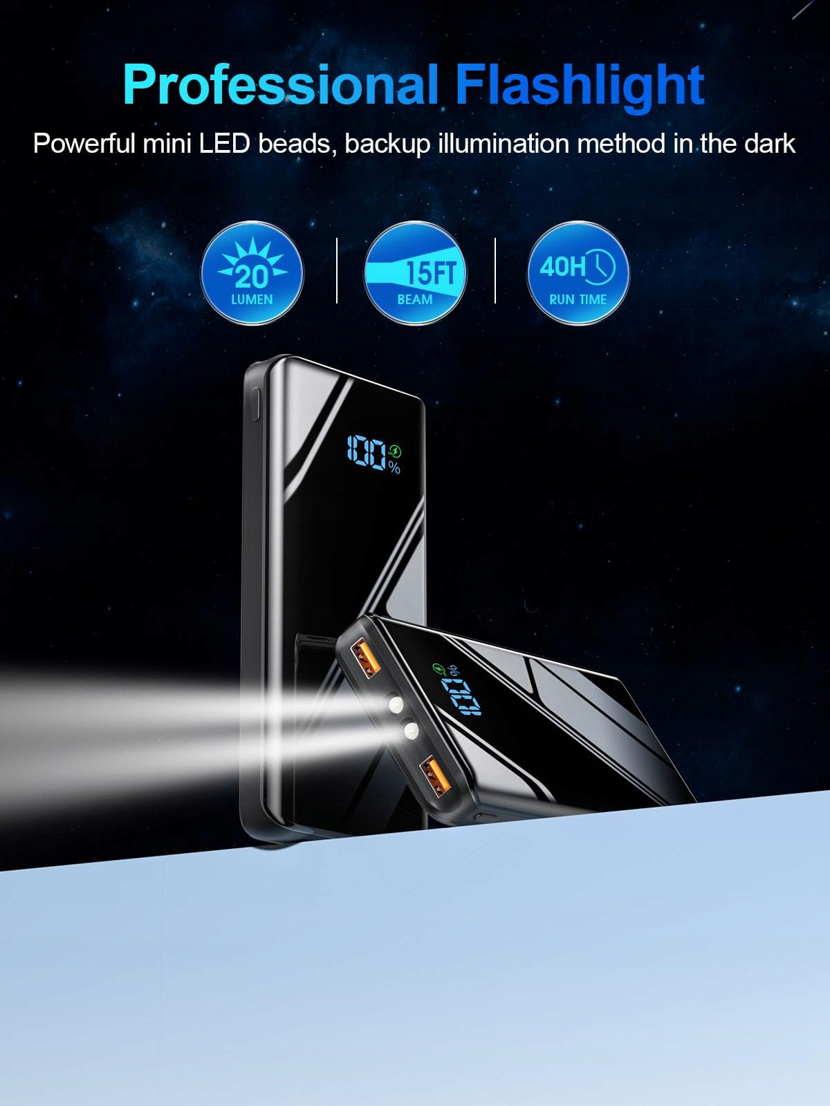 DEBOPO Powerbank 20000mAh USB C 22.5W Szybkie Ładowanie Latarka LED — miniatura 6