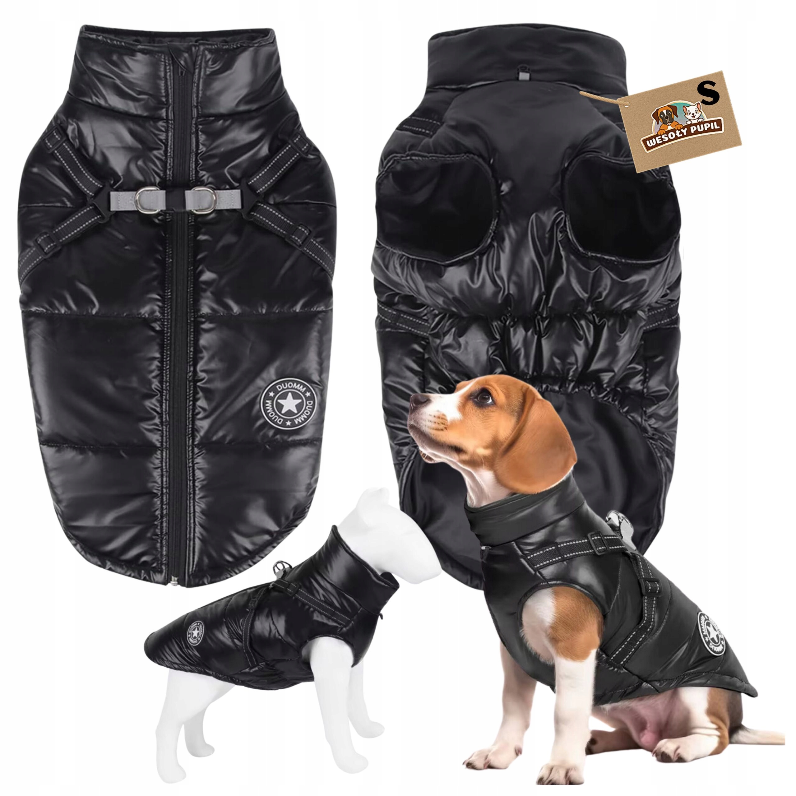 Zimní obleček pro psa se zabudovanými Postroji 2v1, teplá nepromokavá bunda, velikost S