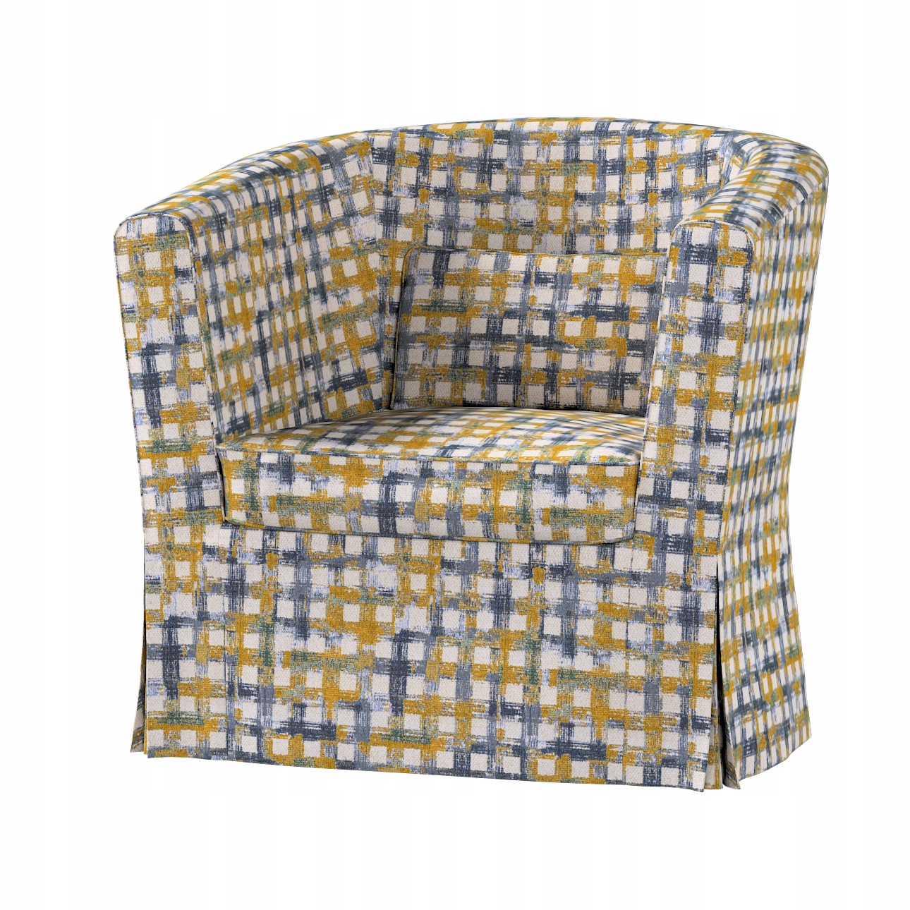 Potah na křeslo Ektorp Tullsta Ikea modro-žlutá mřížka