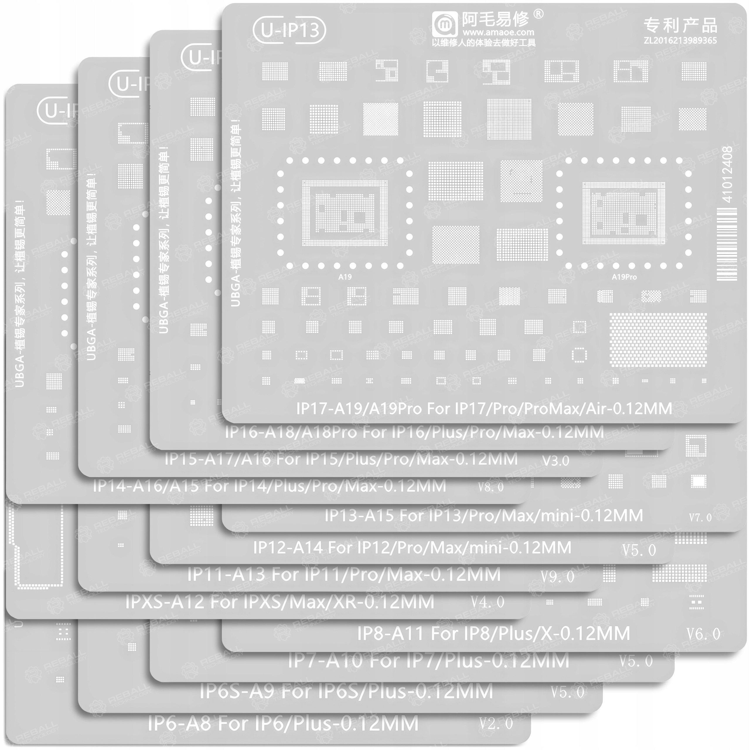 Sada 12ks Sita Univerzálna Matrica Bgap Amaoe Reballing Bga Iphone 6-17