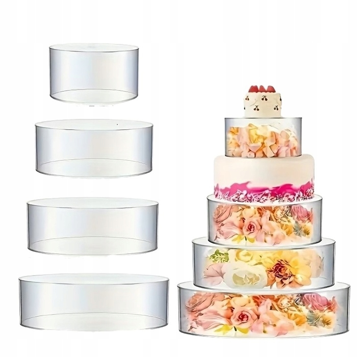 Levně 4 ks Oddělovač na dort 10/15/20/25xh10 cm Prázdné patro Akrylový stojan