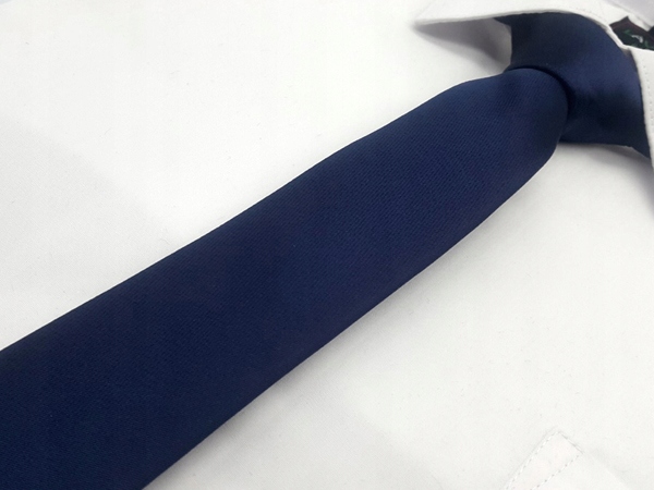 GRANATOWY MATOWY GŁADKI MODNY KRAWAT MĘSKI ŚLEDŹ Marka Linta