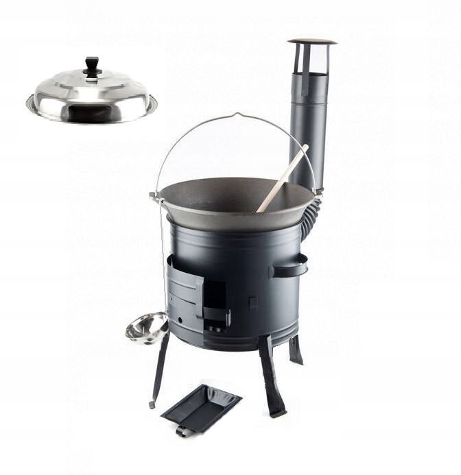 

Kuchnia Polowa 31cm Kociołek Żeliwny 11L pokrywka