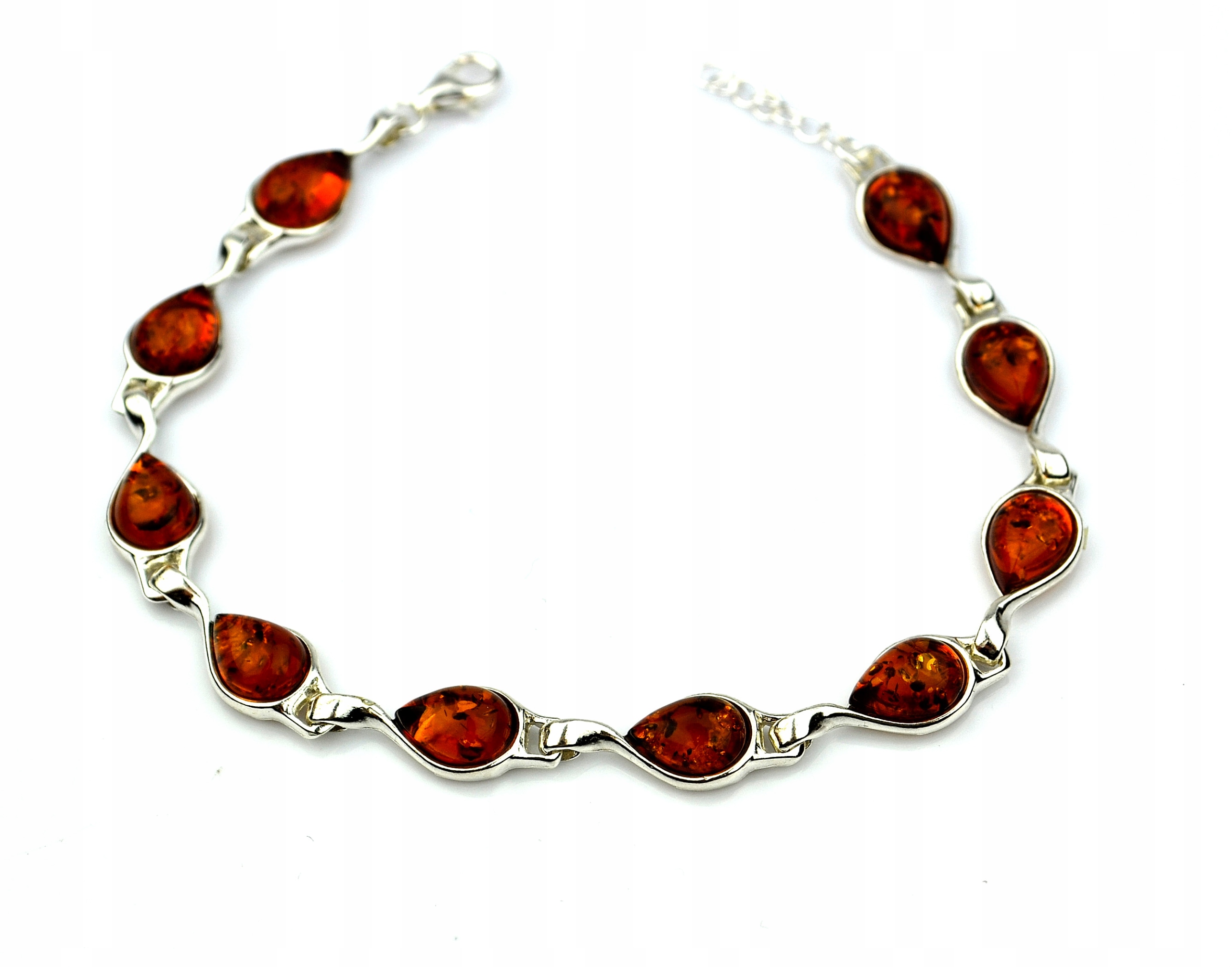 Náramek Stříbro 925 a Baltský Jantar koňakový Slzy Certifikát